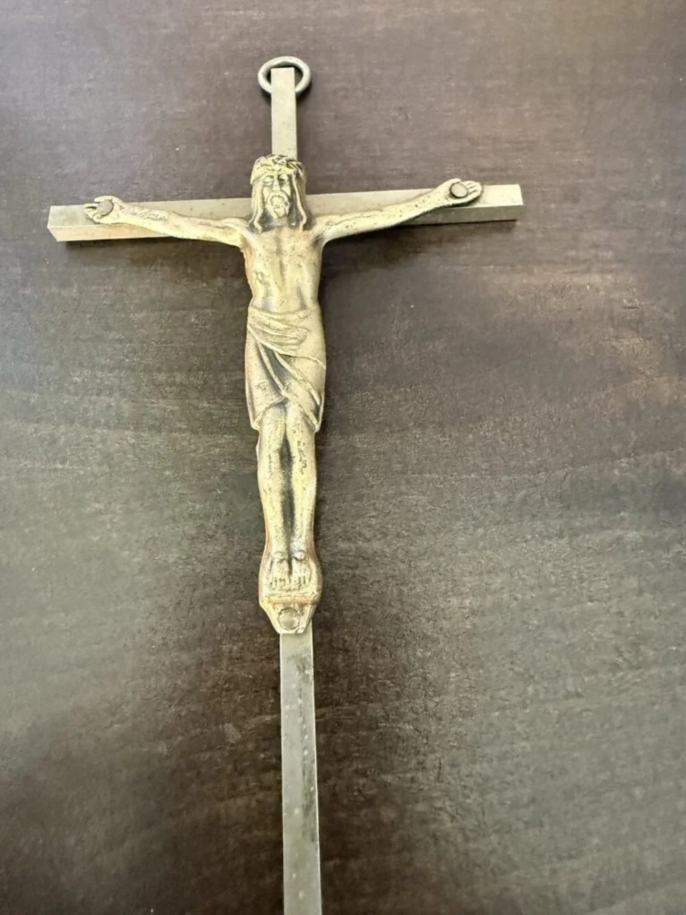 Vintage INRI Brass Crucifix Cross Wall Hanging Jesus Christ Religious 10